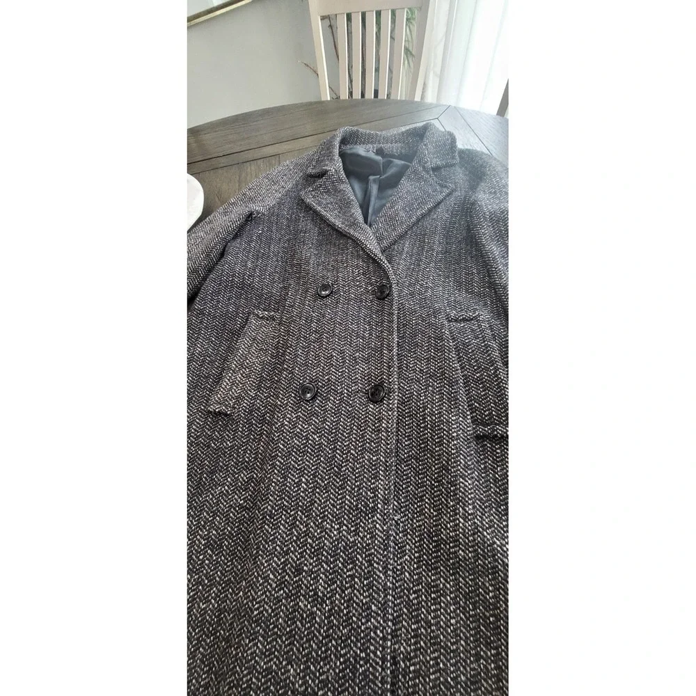 Vintage‎ Tweed Double Breasted Overcoat Top Coat Trench Jaguar USA made Size 16